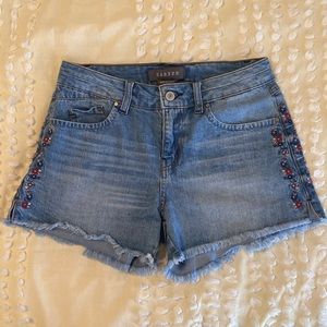 Embroidered Jean Shorts